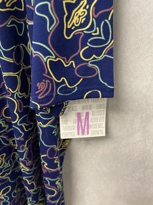 LuLaRoe Irma Navy Multi Blouse Size Med Highlow Style - Thumbnail 4
