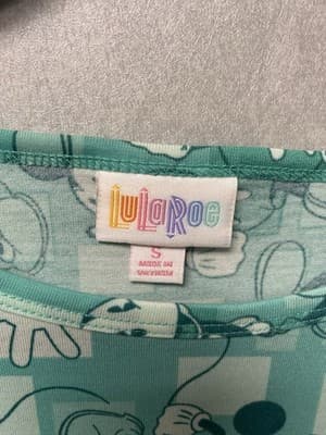 LuLaRoe Irma Green/White Disney Mickey Highlow Top Size Small - Thumbnail 4