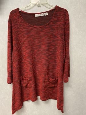 Sag Harbor Red/Black Sweater Size 2X - Thumbnail 2