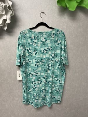 LuLaRoe Irma Green/White Disney Mickey Highlow Top Size Small - Thumbnail 7