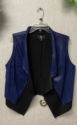 G. By Giuliana Blue Snakeskin Look Vest Size Medium - Image 1