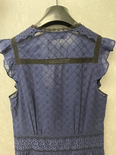 NWT COACH Navy Broderie Anglaise Maxi Lace Dress- Size 00 (retail $695) - Thumbnail 6