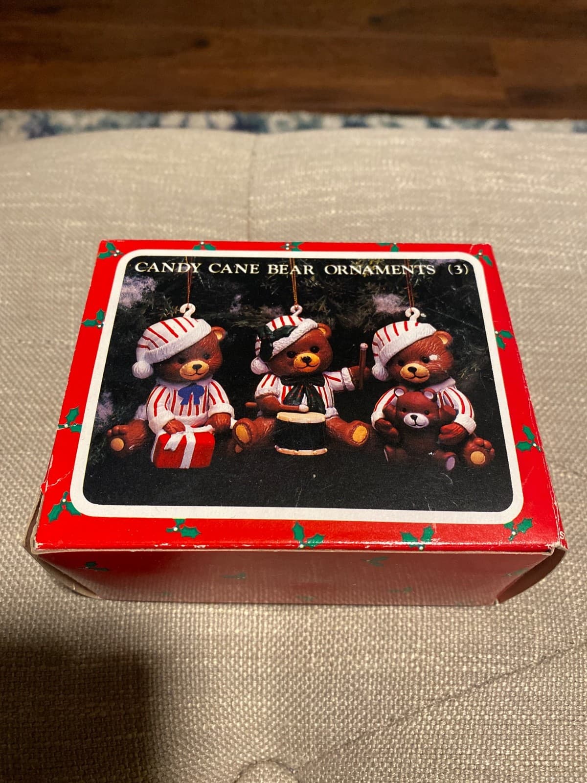 Three Candy Cane Bear Ornaments Christmas - Image 1
