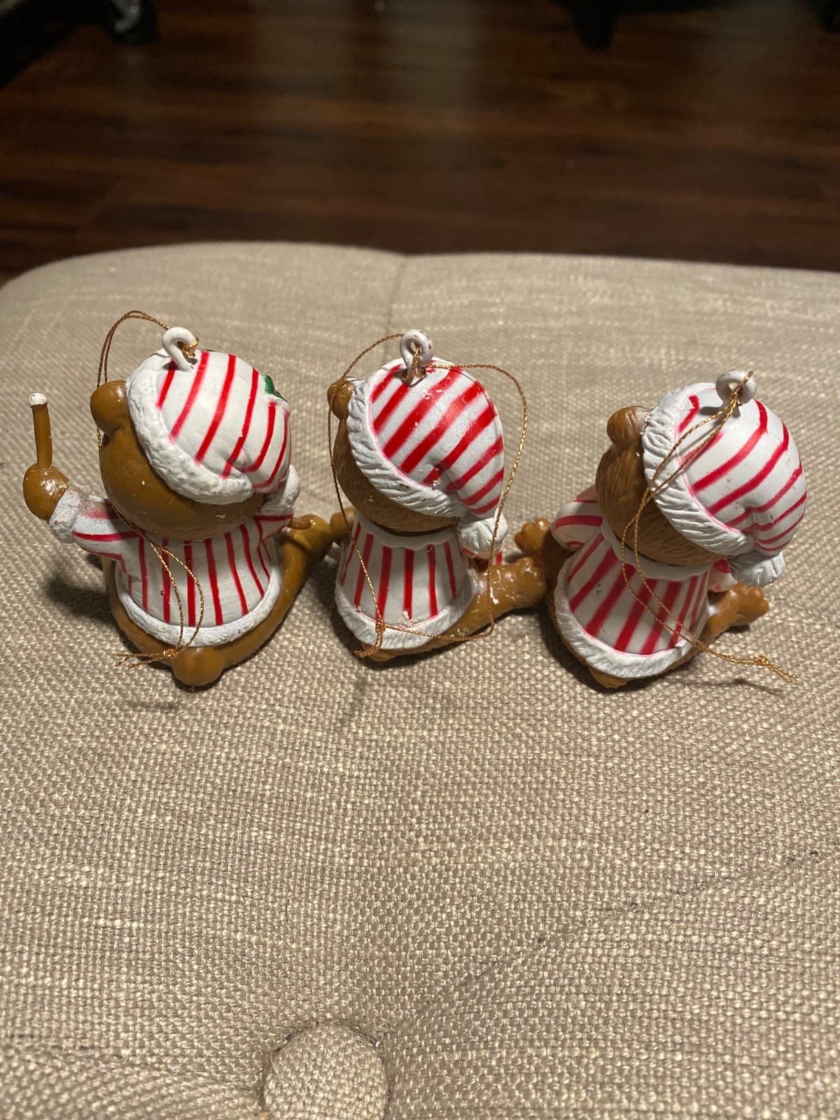 Three Candy Cane Bear Ornaments Christmas - Thumbnail 3