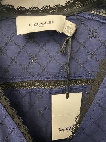NWT COACH Navy Broderie Anglaise Maxi Lace Dress- Size 00 (retail $695) - Thumbnail 8