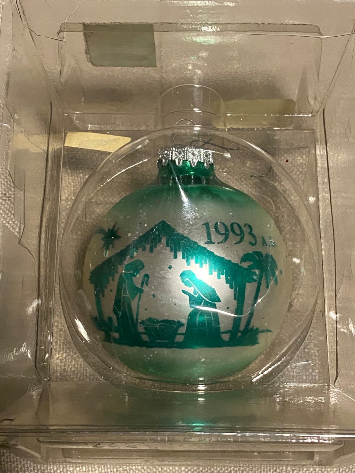 Bronner's Christmas Ornament Glass Ball Gathering At Manger 3" Bulb Vintage 1992 - Image 1
