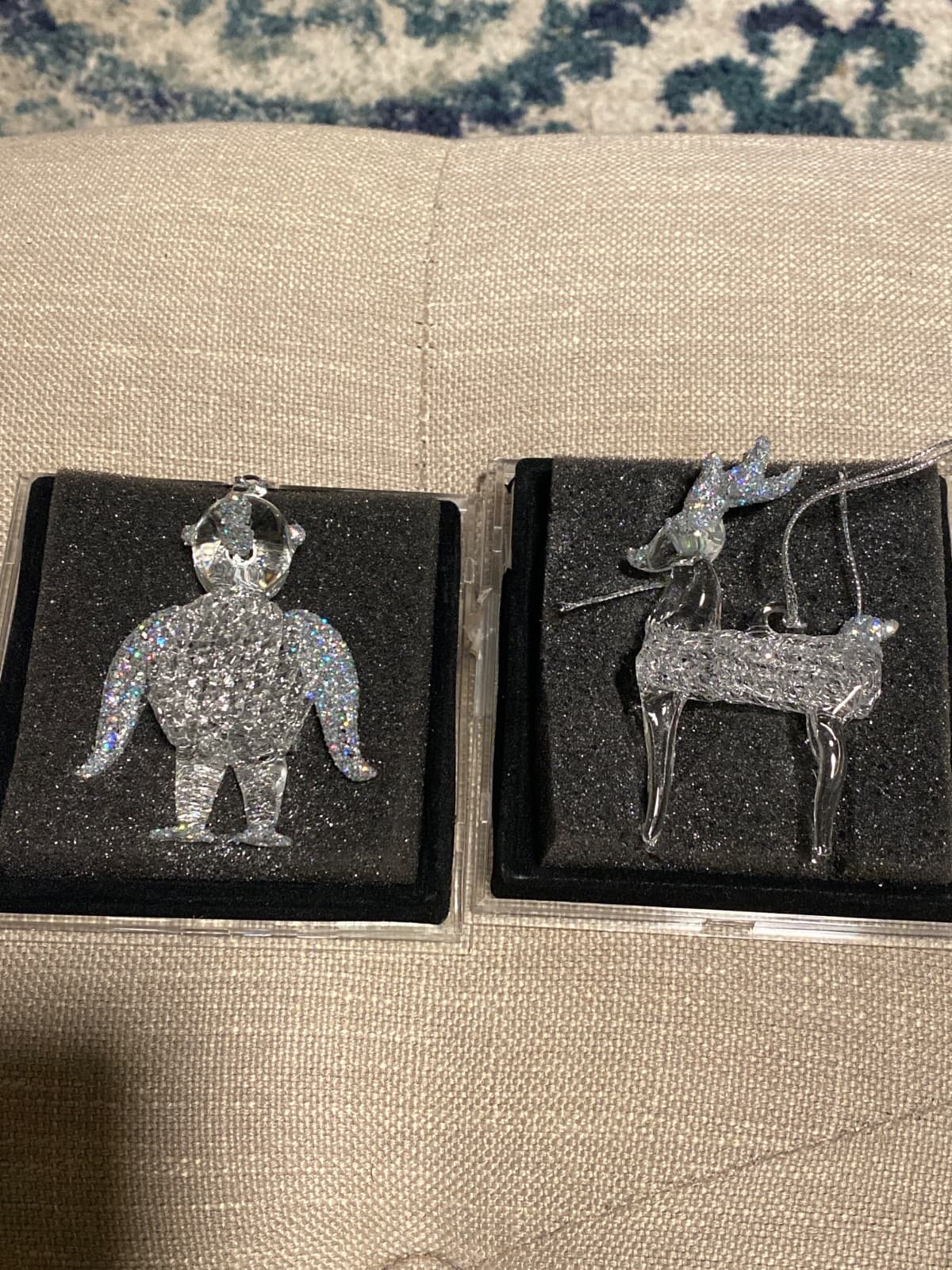 Lot of 2 Unique Treasures Hand Spun Glass Christmas Ornaments w/ Cases - Image 1