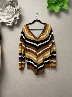 Derek Hart Plus Brown Knit V- Neck Sweater Size 3XL - Image 1