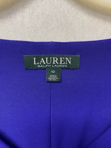 LAUREN RALPH LAUREN Women's Royal Blue Bell Sleeve V-neck Shift Dress Size 10 - Thumbnail 3