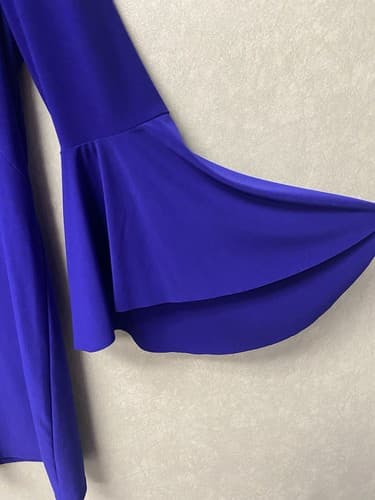 LAUREN RALPH LAUREN Women's Royal Blue Bell Sleeve V-neck Shift Dress Size 10 - Thumbnail 5