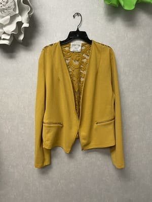 C’est Toi Yellow Lace Back Blazer Size 2XL Fits Like 1xL - Image 1