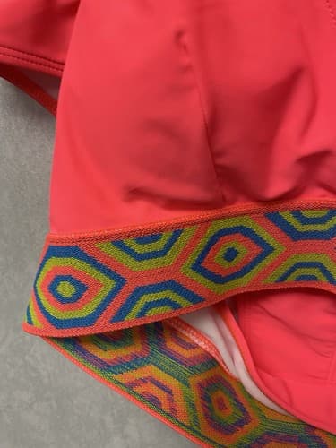 Shein Pink And Lime Padded Floral Bandeau Bikini Set Size L - Thumbnail 3