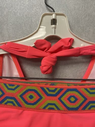 Shein Pink And Lime Padded Floral Bandeau Bikini Set Size L - Thumbnail 7