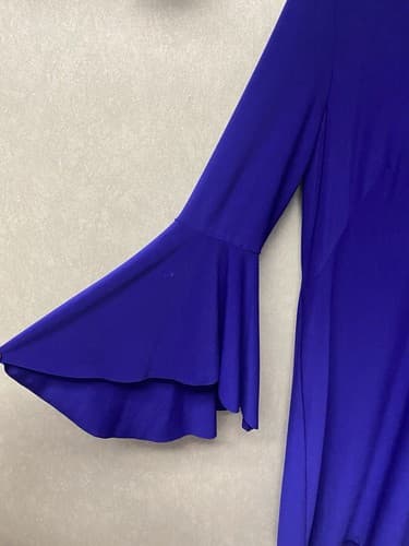 LAUREN RALPH LAUREN Women's Royal Blue Bell Sleeve V-neck Shift Dress Size 10 - Thumbnail 4