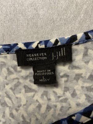 J. Jill Wearever Collection Blue Multi Dress Size Large - Thumbnail 3