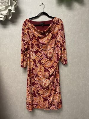 Isaac Mizrahi Love Red/Orange Multi Dress Size Large - Image 1