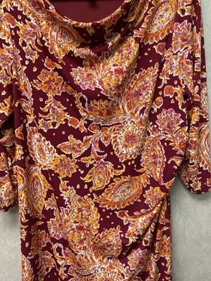 Isaac Mizrahi Love Red/Orange Multi Dress Size Large - Thumbnail 2