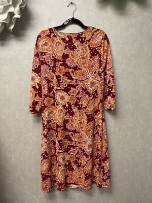 Isaac Mizrahi Love Red/Orange Multi Dress Size Large - Thumbnail 5