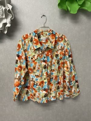 CJ Banks Orange Multi Button Down Blazer Size 3X - Image 1