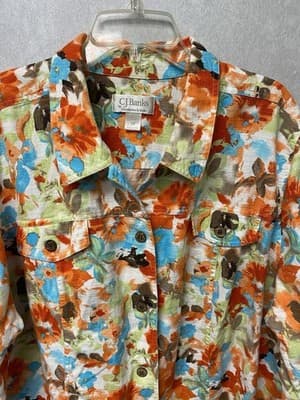 CJ Banks Orange Multi Button Down Blazer Size 3X - Thumbnail 2