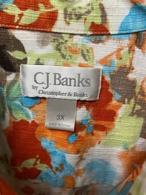 CJ Banks Orange Multi Button Down Blazer Size 3X - Thumbnail 3