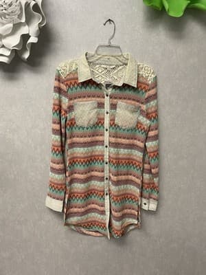 Missy Me Pink/Green Long Sleeve Dress/Tunic Size Med - Image 1