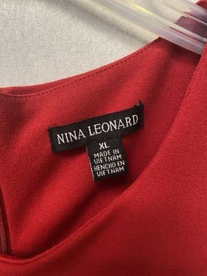 Nina Leonard Red Rosette Dress Size XL - Thumbnail 4
