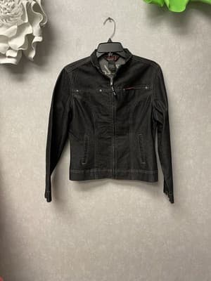 Ella Black Denim 2pc Jacket And Skirt Suit Size M/7 - Thumbnail 3