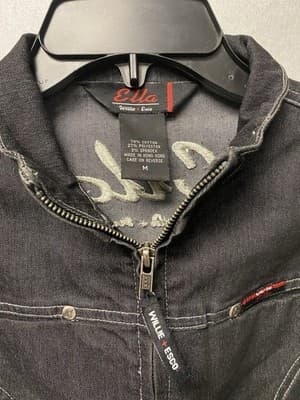 Ella Black Denim 2pc Jacket And Skirt Suit Size M/7 - Thumbnail 5