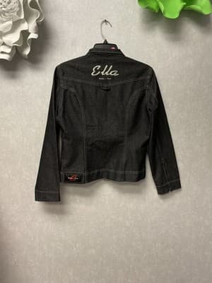 Ella Black Denim 2pc Jacket And Skirt Suit Size M/7 - Thumbnail 8