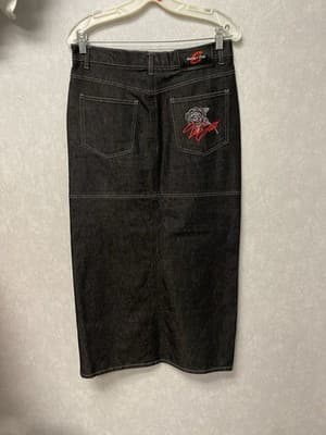 Ella Black Denim 2pc Jacket And Skirt Suit Size M/7 - Thumbnail 16