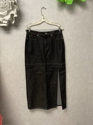 Ella Black Denim 2pc Jacket And Skirt Suit Size M/7 - Thumbnail 11