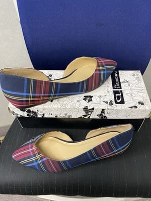 Chinese Laundry Navy/Red Plaid Flat Size 9 - Thumbnail 2