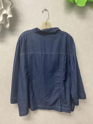 Alfred Dunner Button Down Chambray Shirt 3/4 Sleeve 24W - Thumbnail 6