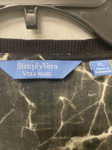 Simply Vera Vera Wang Black And White Asymmetrical 3/4 Sleeve Blouse/Size XL - Thumbnail 4