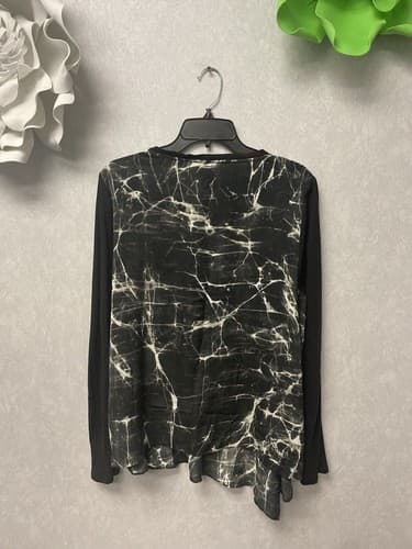 Simply Vera Vera Wang Black And White Asymmetrical 3/4 Sleeve Blouse/Size XL - Thumbnail 6