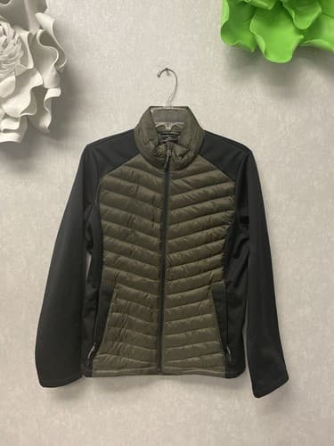 32 Degrees Womens Medium Jacket Coat Puffer Zip Black Green Pockets - Image 1