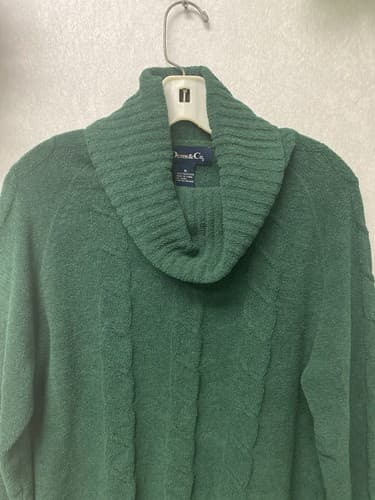 Denim & Co Green Cowl Neck Sweater Size Medium - Thumbnail 2