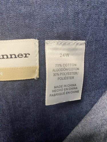 Alfred Dunner Button Down Chambray Shirt 3/4 Sleeve 24W - Thumbnail 4