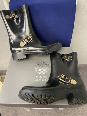 Vince Camuto Black Rubber Boots Size 10M - Thumbnail 2