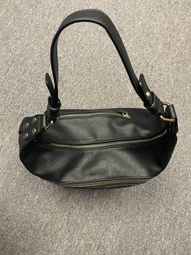 Madison West Hobo Black Braided Vegan Leather Handbag Slouchy Purse Basket - Thumbnail 7