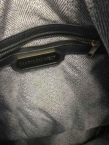 Madison West Hobo Black Braided Vegan Leather Handbag Slouchy Purse Basket - Thumbnail 6