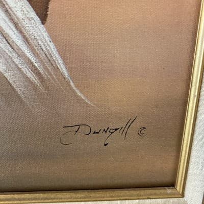 Elaine Dungill 1987 Mother and Child Oil Painting in Gold Frame - Thumbnail 3