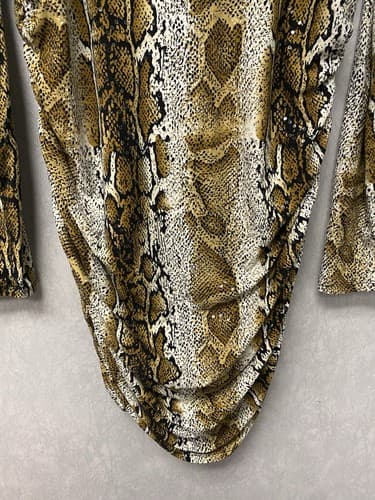 Minette Animal Print V Back Long Sleeve Dress Womans Plus Size 2X - Thumbnail 3