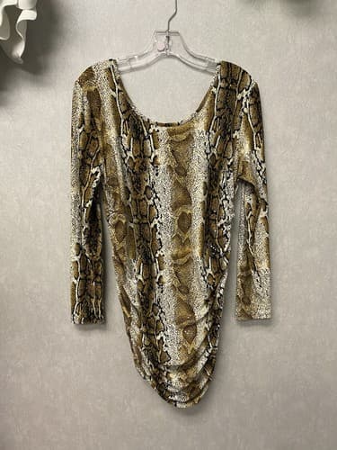 Minette Animal Print V Back Long Sleeve Dress Womans Plus Size 2X - Image 1