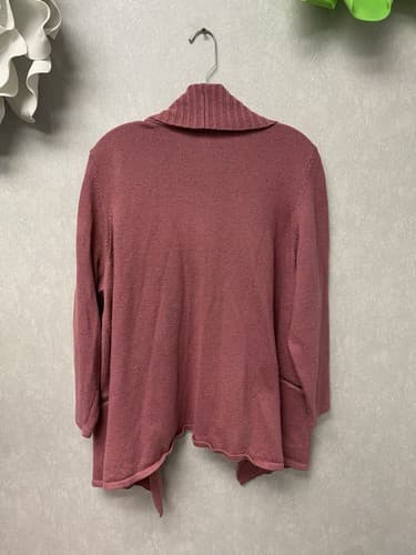 Catherines Sweater Womens 1X Pink Open Cardi Knit Shall Collar Boho Artsy Cozy - Thumbnail 7