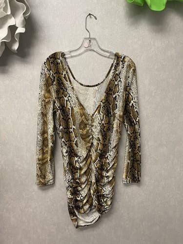 Minette Animal Print V Back Long Sleeve Dress Womans Plus Size 2X - Thumbnail 7