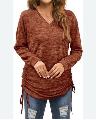 Wiholl Rust Sweater Size Small With Side Ruched Drawstring - Thumbnail 2