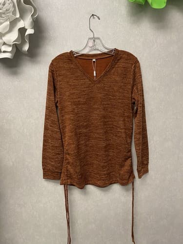 Wiholl Rust Sweater Size Small With Side Ruched Drawstring - Image 1