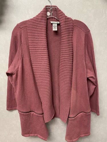 Catherines Sweater Womens 1X Pink Open Cardi Knit Shall Collar Boho Artsy Cozy - Thumbnail 2